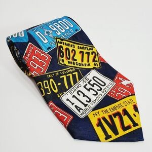 License Plates Themed Men's Neck Tie Marco Polo 58x4"